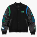 Jordan X Aleali May Varsity Jacket Black Game Royal Pine Green