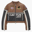 Jordan X Travis Scott Cactus Jack Women's Leather Jacket (asia Sizing) Archaeo Brown