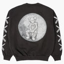 Kaws for Kid Cudi Moon Man Back Print Crewneck Sweatshirt Vintage Black