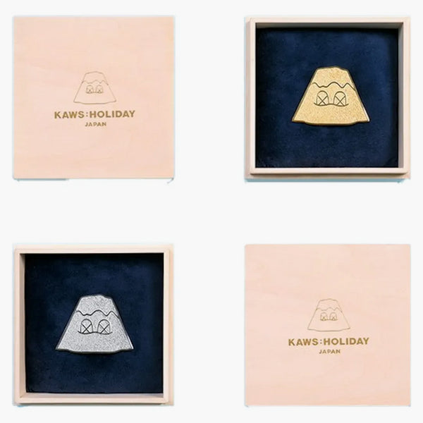 Kaws Holiday Japan Golden & Silver Pins (set Of 2) Multicolor
