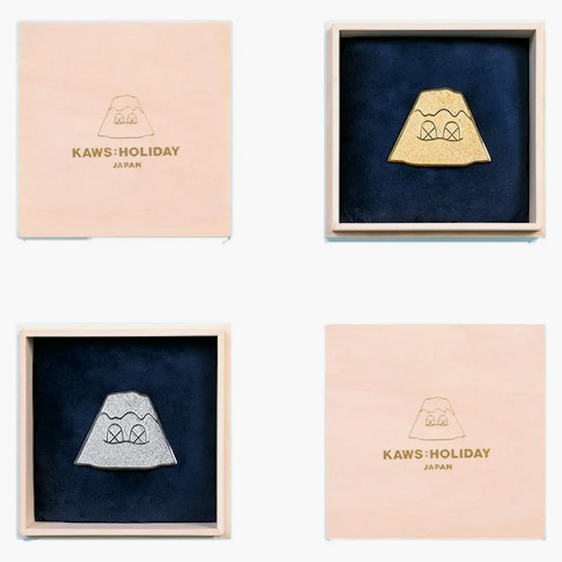 Kaws Holiday Japan Golden & Silver Pins (set Of 2) Multicolor
