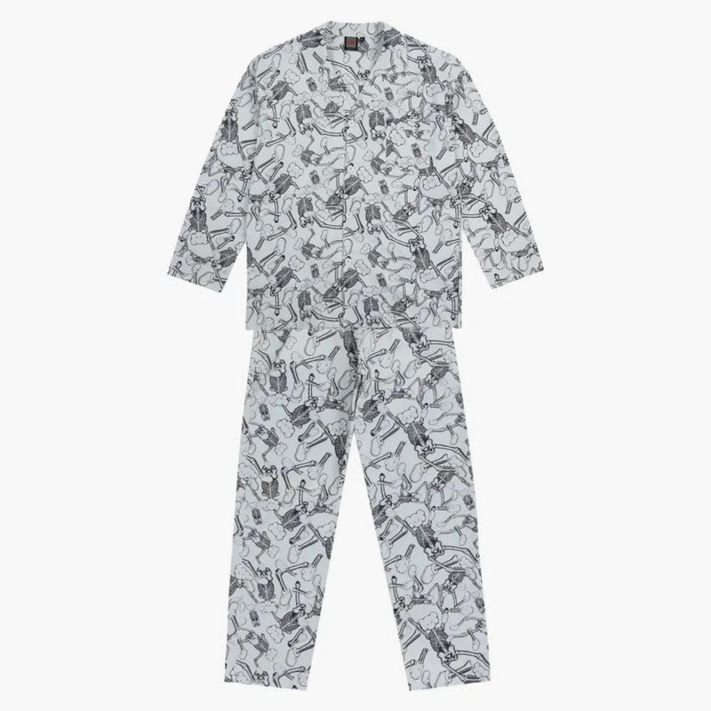 Kaws X Infinite Archive Skeleton Pattern Pajama Set White/Black