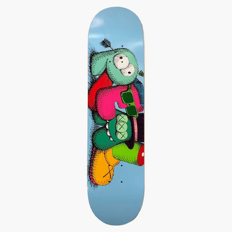 Kaws X Real Skateboards "real" Skateboard Deck Blue