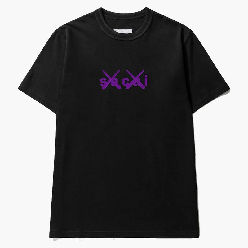 Kaws X Sacai Flock Print T-shirt Black/purple