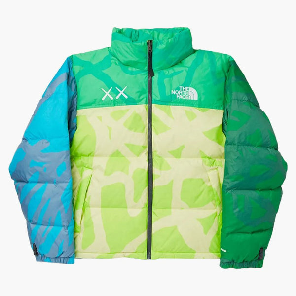 KAWS X The North Face Youth Retro 1996 Kurtka Nuptse KW Safety Green Nupse Print