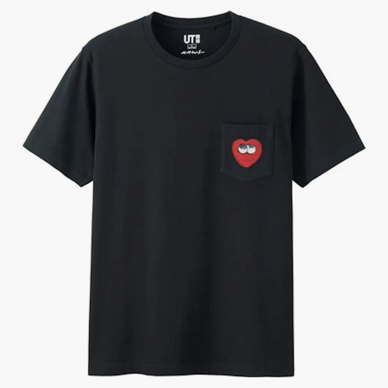 Kaws X Uniqlo Heart Pocket Tee (Japanese Sizing) Black