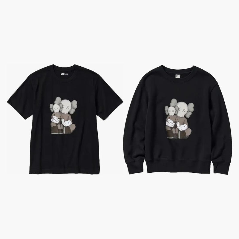 Kaws x Uniqlo Ut T-shirt a maniche corte e felpe set nero/nero