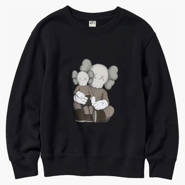 KAWS X UNIQLO JUVENTUD LAGEVE SUDSIRS (Dimensionamiento de Asia) Negro