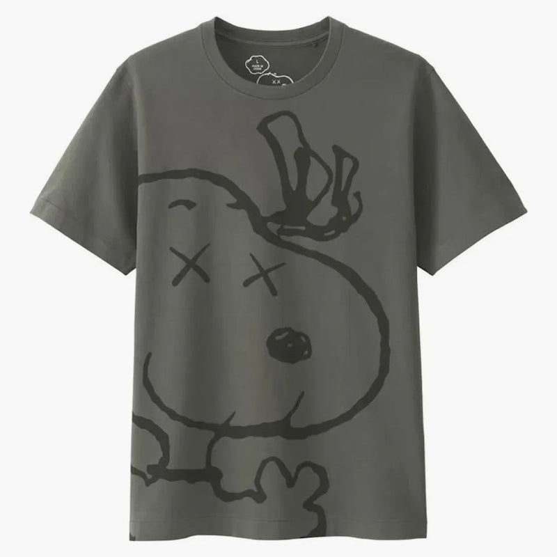 Kaws x uniqlo x orzeszki snoopy twarz tee szarość