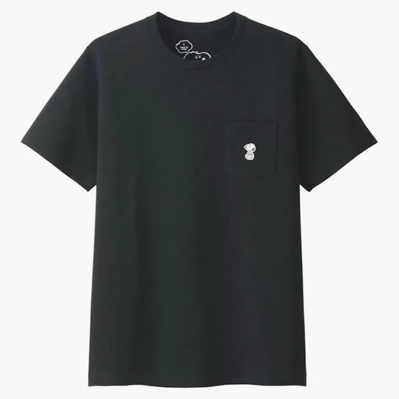 Kaws x uniqlo x arachidi tè tasca snoopy nero