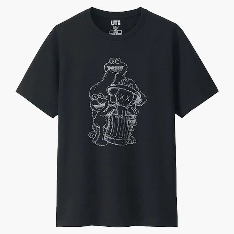 Kaws X Uniqlo X Sesame Street Companion Trash Can Outline Tea Black