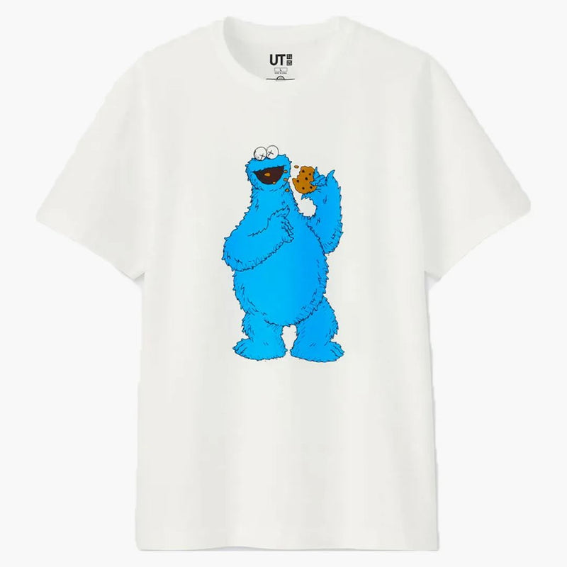 Kaws X Uniqlo X Sesame Street Cookie Monster Tee White