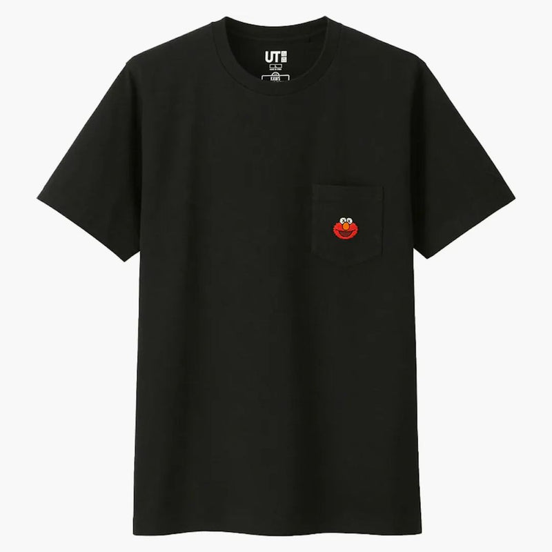 Kaws X Uniqlo X Sesame Street Elmo Pocket Tea Black