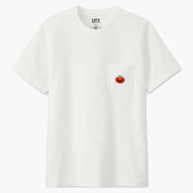 Kaws X Uniqlo X Sesame Street Elmo Pocket Tee White