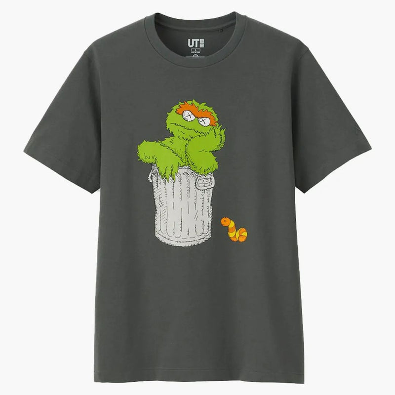 Kaws X Uniqlo X Sesame Street Oscar the Grouch Tee Gray