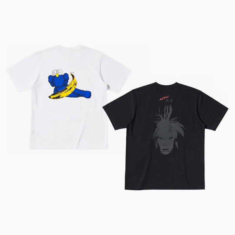 Kaws x Uniqlo Warhol Ut Graphic 471321/476352 Conjunto de camisetas (dimensionamiento de Asia) Blanco/negro