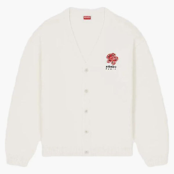 Kenzo Drawn Varsity Embroidered Cardigan Off White
