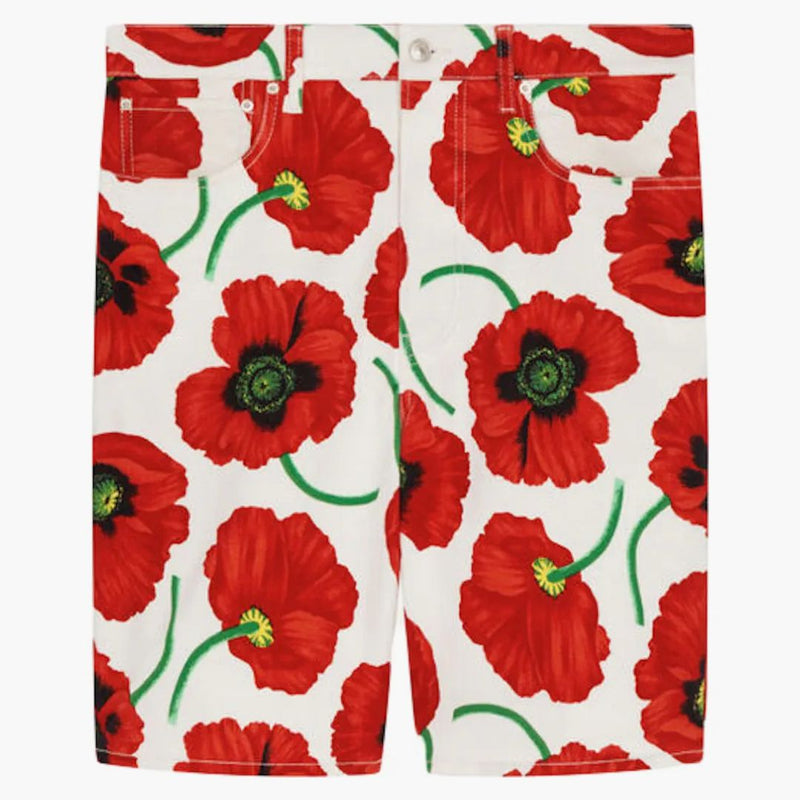 Kenzo Poppy By Nigo Five Pocket Shorts White Red