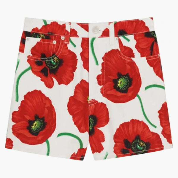 Kenzo Poppy By Nigo Women's Shorts White Red