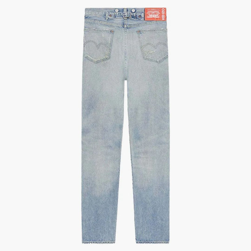 Kenzo X Levi's 501 1933 Distressed Jeans Stone Bi Dirty Blue Denim