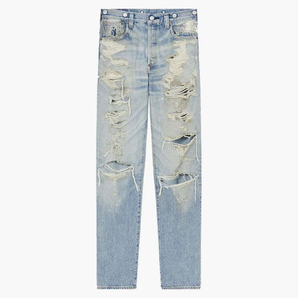 Kenzo X Levi's 501 1933 Distressed Jeans Stone Bi Dirty Blue Denim