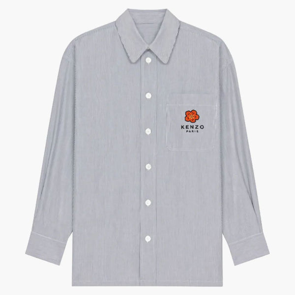 Kenzo X Nigo Boke Flower Crest On Pocket Oversized Shirt Midnight Blue