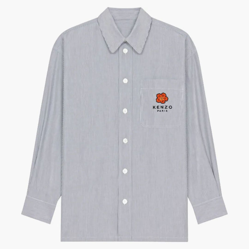 Kenzo X Nigo Boke Flower Crest On Pocket Oversized Shirt Midnight Blue