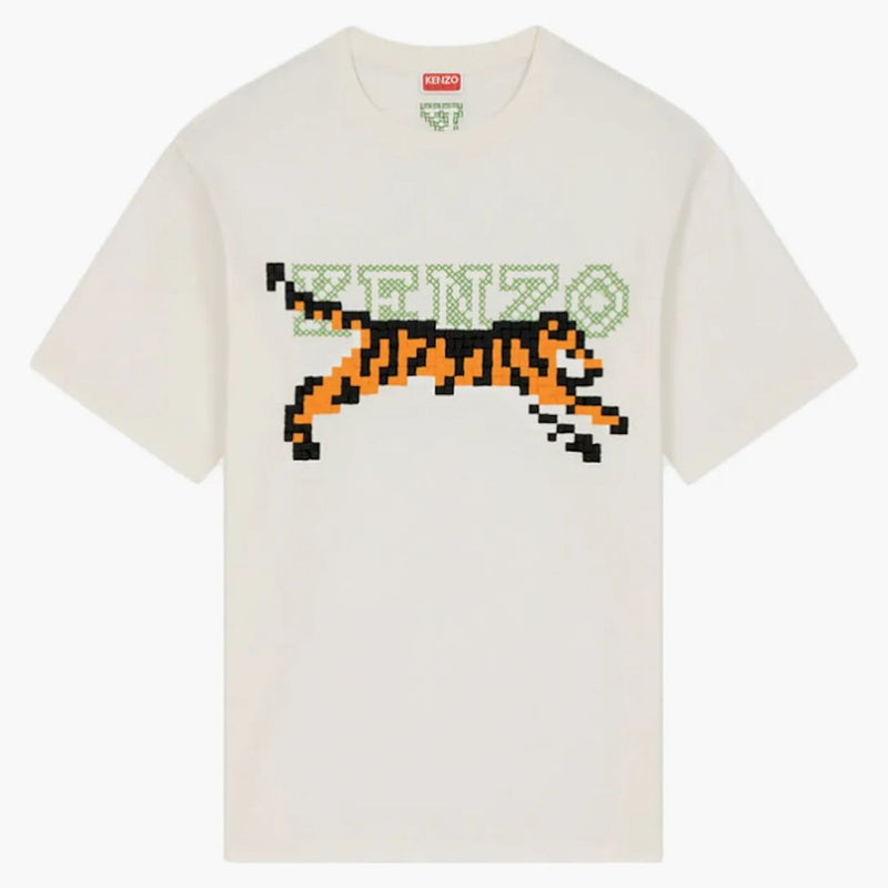 Kenzo x Nigo Tiger Pixel Ogniarna koszulka z białej