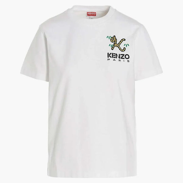 Kenzo x Nigo Tiger Tail Logo haftowany T-shirt biały