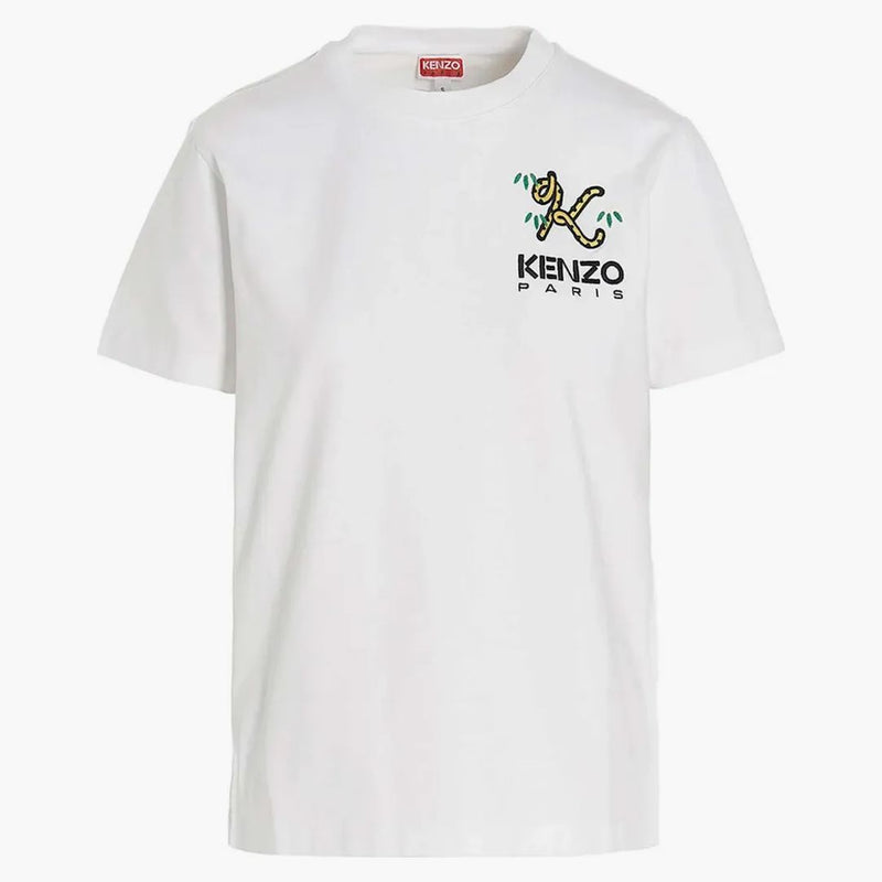 Kenzo x Nigo Tiger Tail Logo haftowany T-shirt biały