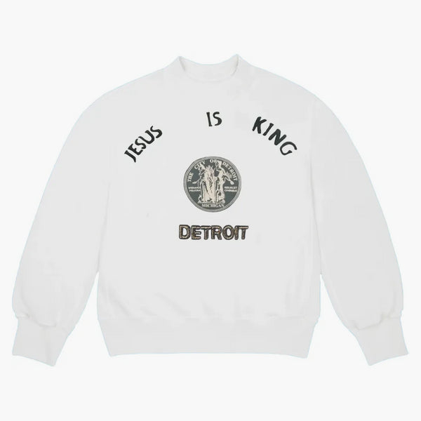 Kanye West Jesus Is King Detroit Seal Crewneck White