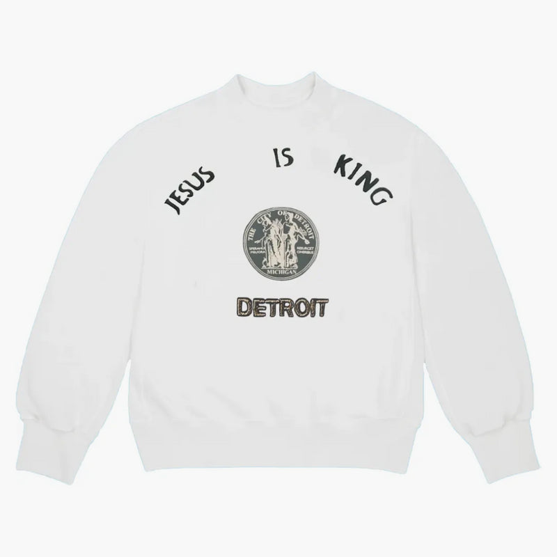 Kanye West Jesus Is King Detroit Seal Crewneck White