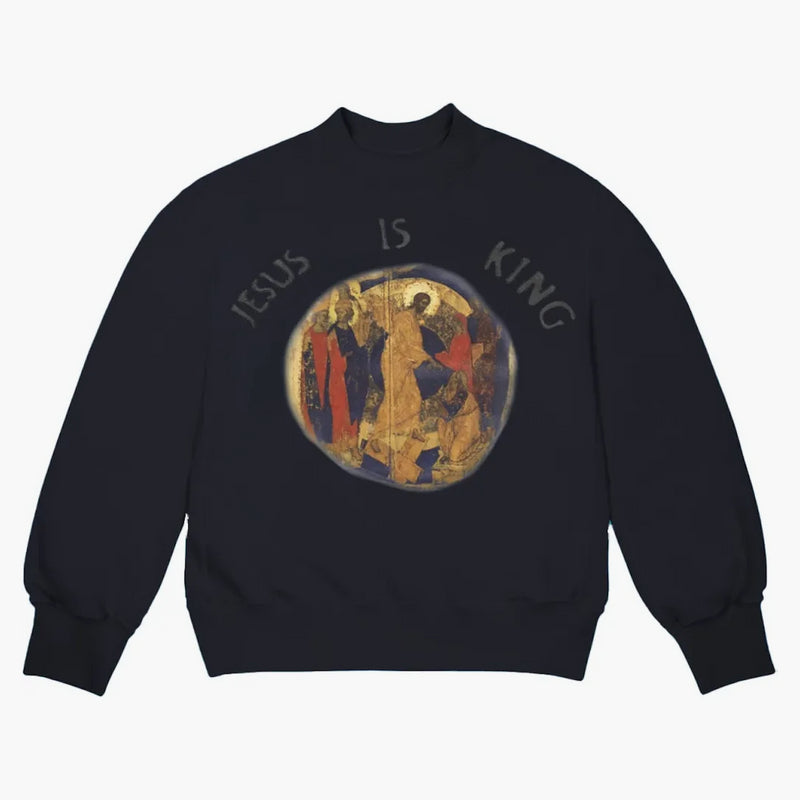 Kanye West Jesus is king painting i crewneck navy