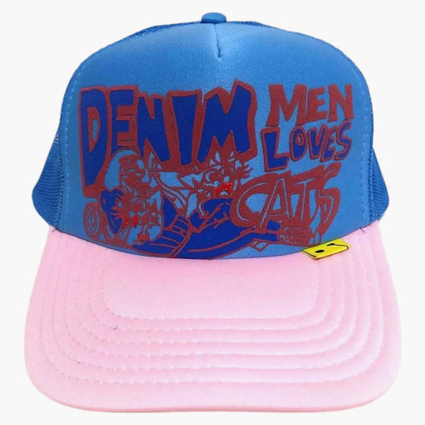 Capital Men Love Cats Denim Trucker har Baby Blue/Pink