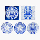 Kaws Holiday Limited Ceramic Plate (set Of 4) Blue/white