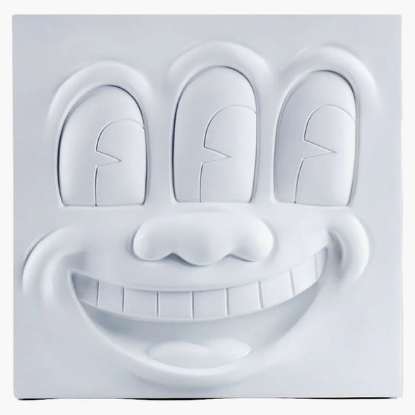 Keith Haring X Medicom Three Eyed Smiling Face Statue Figure White