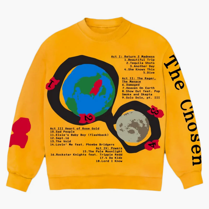 Kid Cudi CPFM för Motm III Vacker Trip Crewneck Yellow