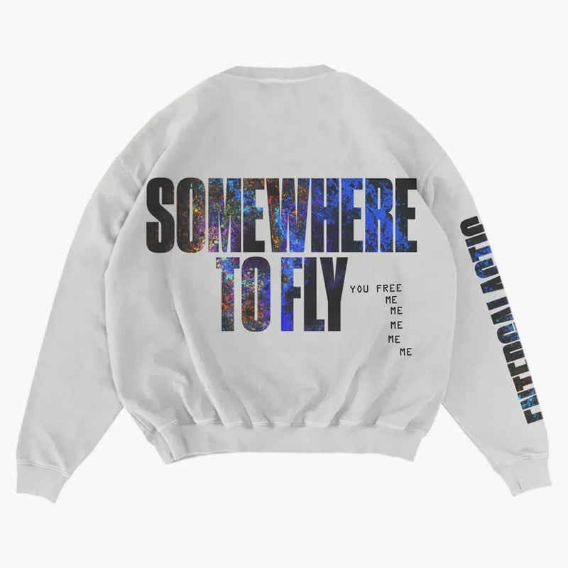 Kid Cudi Somewhere To Fly Crewneck White