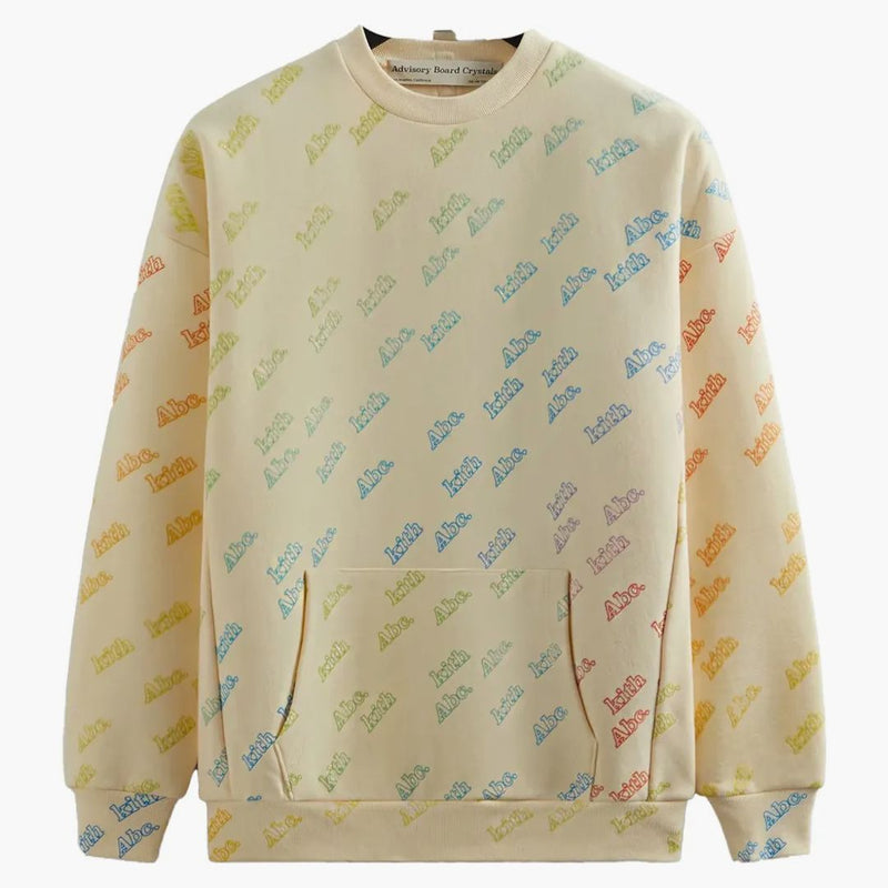Kith Advisory Board Crystals Rainbow Print Crewneck Cream