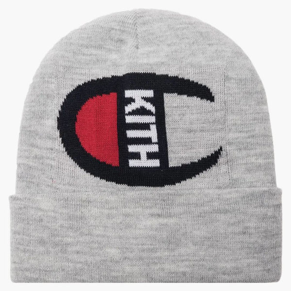 Kith Champion Intarsia Logo Beanie Heather Grey