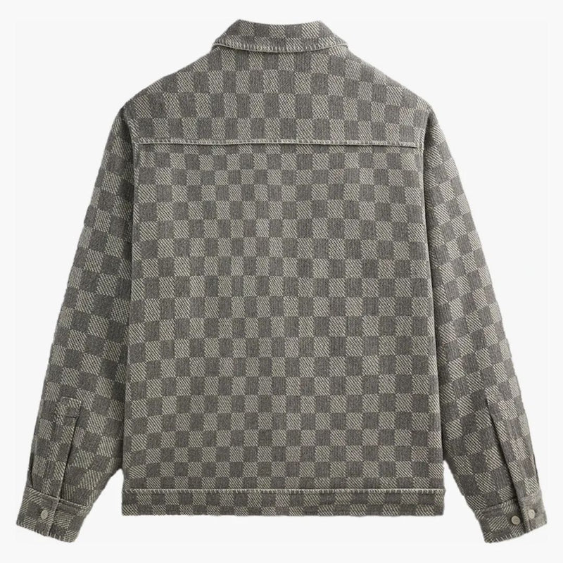 Kith Check Boucle Boxy Collared Overshirt Steel