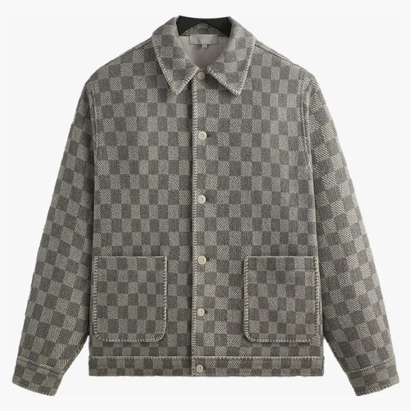 Kith Check Boucle Boxy Collared Overshirt Steel