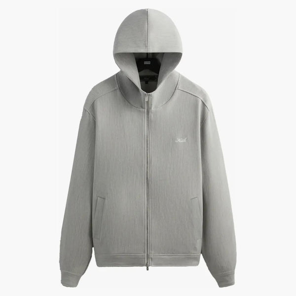Kith Double Weave Selfridge Zip Up Hoodie Light Heather Grey