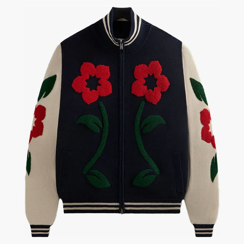 Kith Floral Crest Wyona Full Zip Sweater Nocturnal
