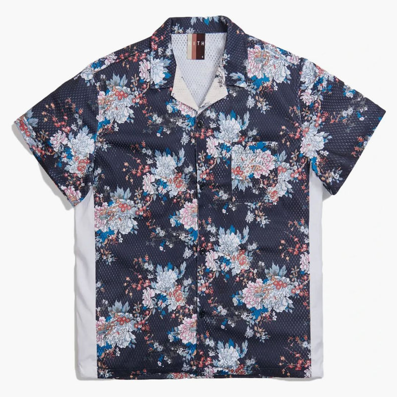 Kith Floral Panel Camp Shirt Navy/multi