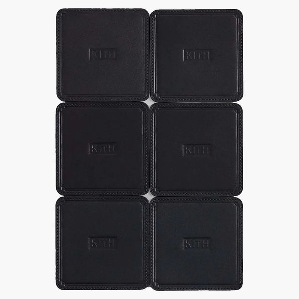Kith Kithmas Monogram Leather Coasters Black