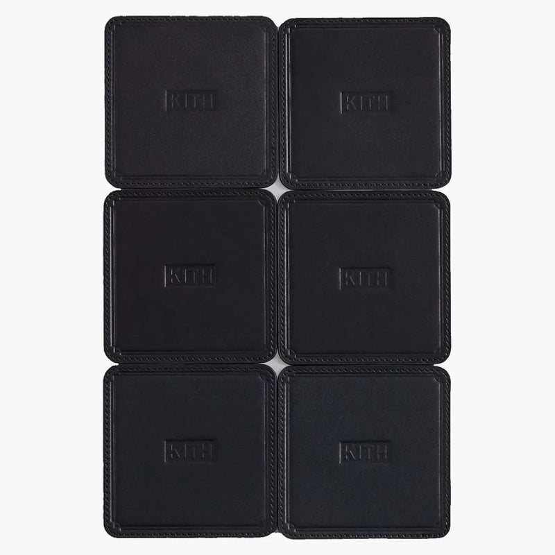 Kith Kithmas Monogram Leather Coasters Black
