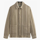 Kith Mixed Stripe Tweed Boxy Collared Overshirt Creme