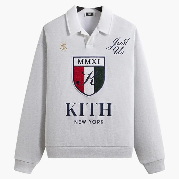 Kith Nelson Collared Pullover (ss25) Light Heather Grey