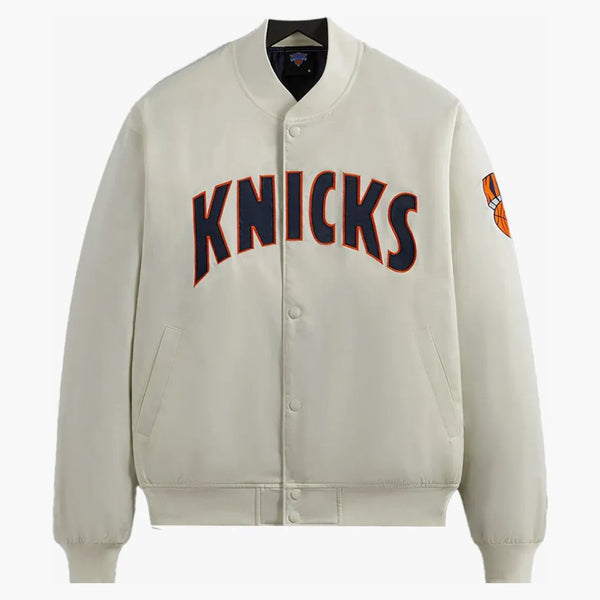 Kith New York Knicks Pinstripe Satin Bomber Jacket Silk